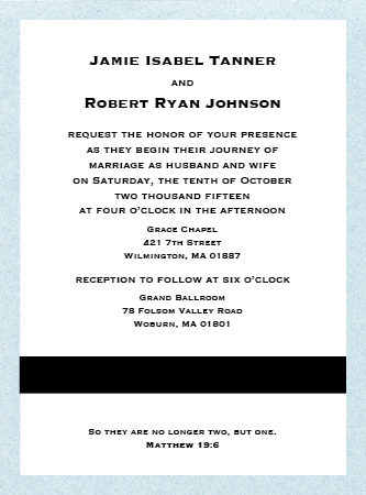 Wedding Invitation Sample with Blue Backing